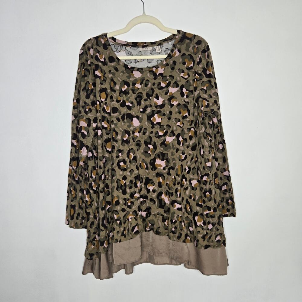 LOGO Lori Goldstein Casual Long Sleeve Top Animal Print Basics Womens Plus 2X - Picture 9 of 13